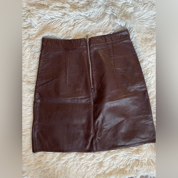 Zara Leather Mini Skirt Dark Brown - Picture 3 of 7